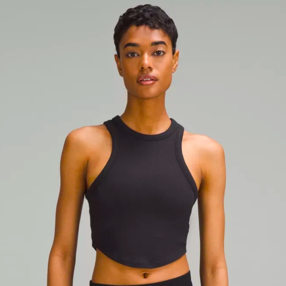 Lululemon Hold Tight Cropped Ribbed Workout Tank Top Sleeveless size 4/6 Black